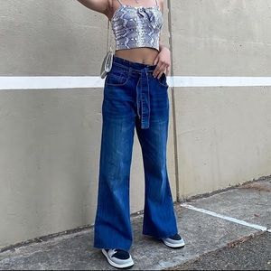 Forever 21 Dark Blue Wash Flare Jeans
